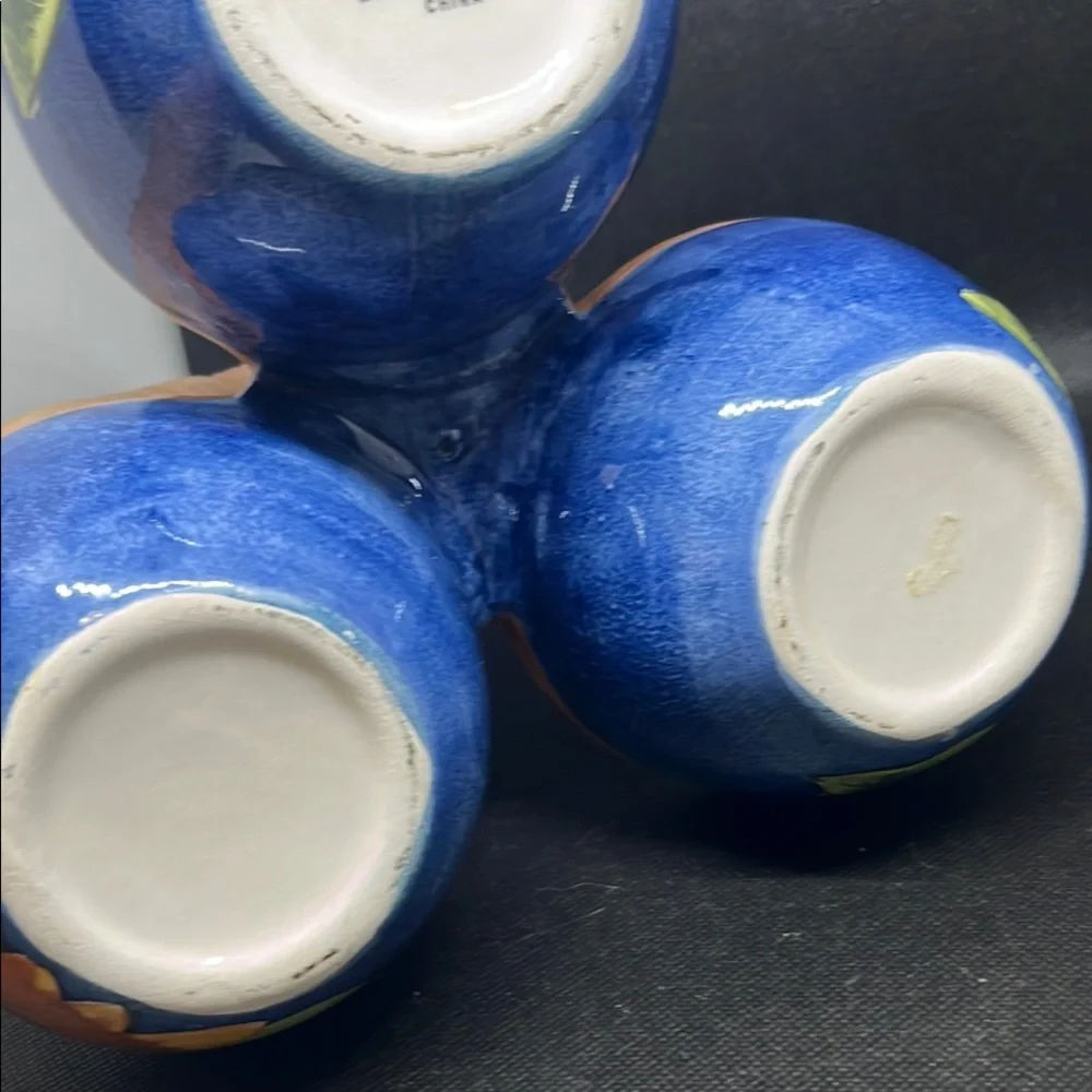 Blue and Orange Serve ware with floral Design